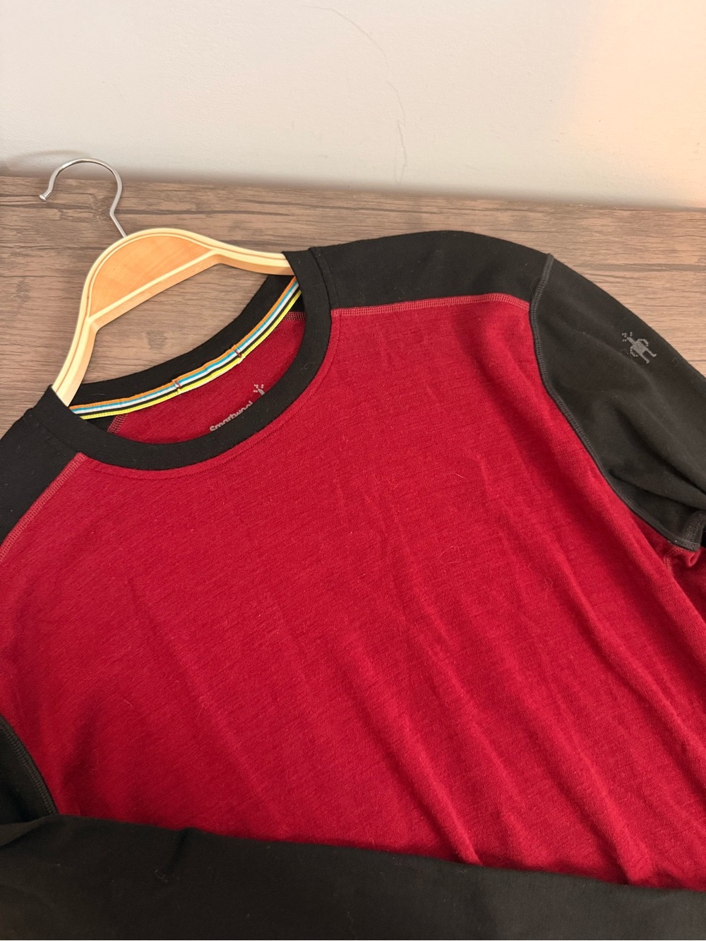 Smartwool Thermal Merino Base Layer 250 Colorblock Crew Shirt Mens XL Red Black